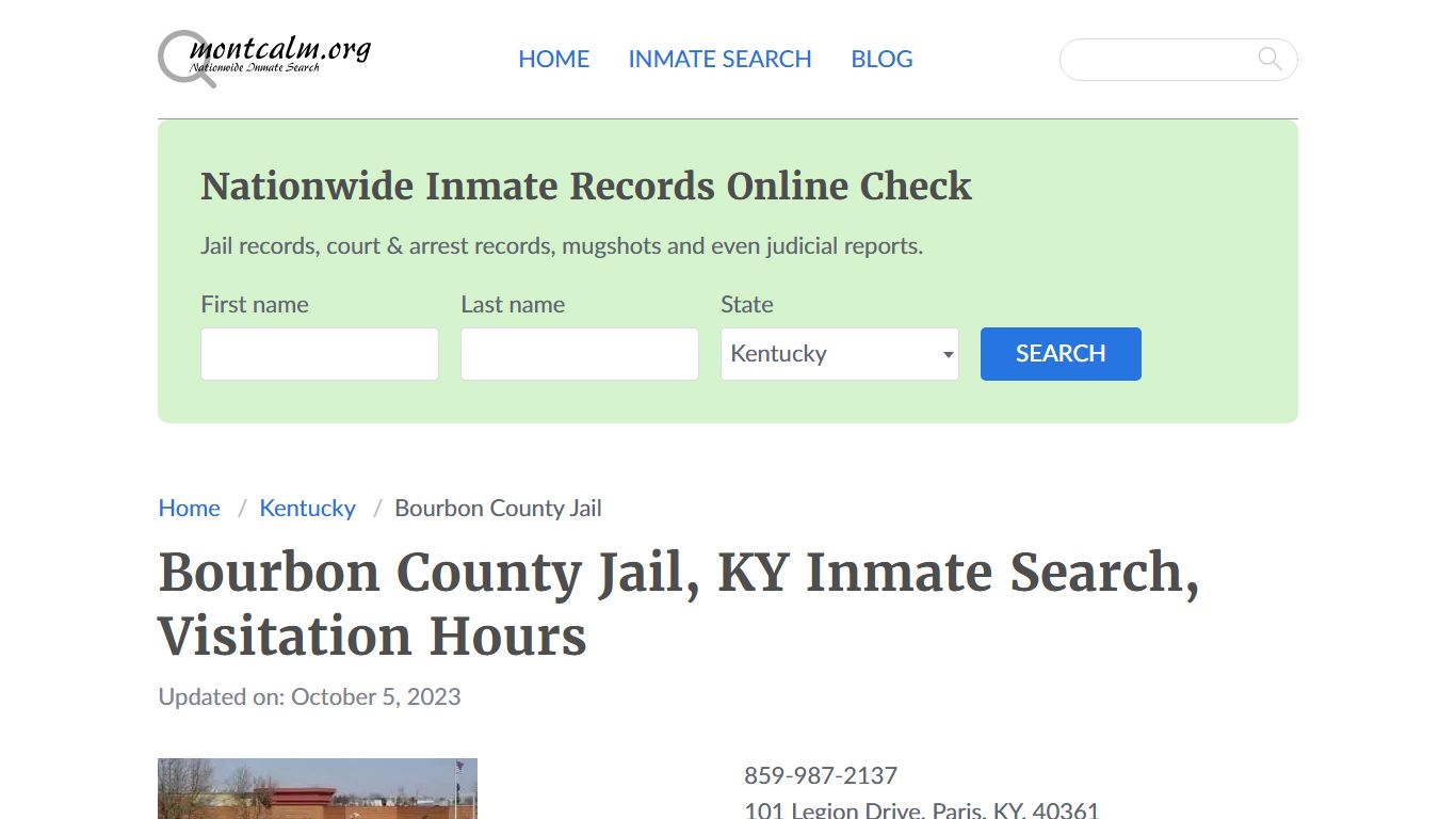 Bourbon County Jail, KY Inmate Search, Visitation Hours